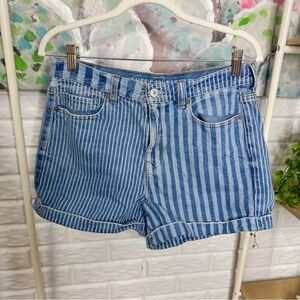 American Eagle Striped Denim Mom Shorts (8)